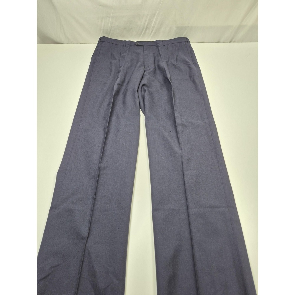 VTG John Alexander Dress Pants Mens 40x36 Blue Wool Pleated Classic Fit Formal